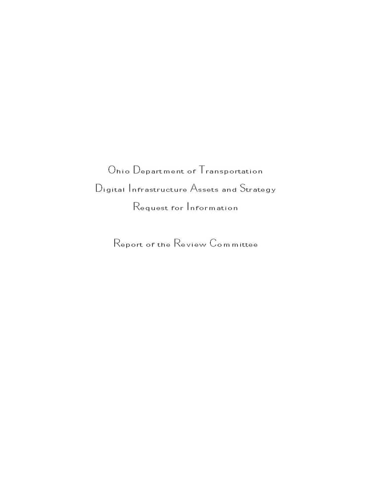 Ohio Department of Transportation digital infrastructure assets and strategy request for information - report of the review c